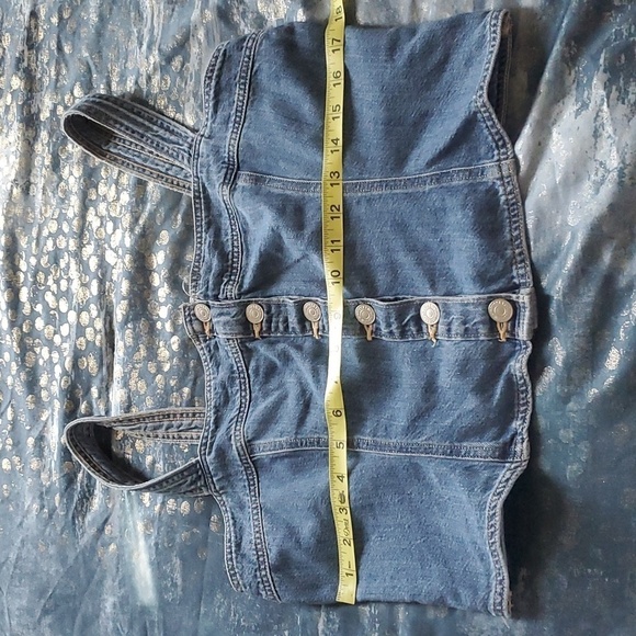 Women's Levi's Button Strap Denim Top 100% Cotton Size L - Picture 3 of 6